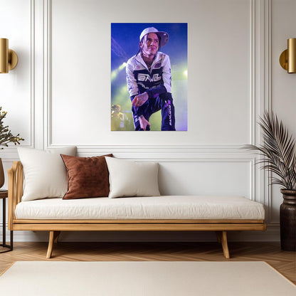 Central Cee On Stage White Jacket | Live Concert Poster | UK Rap Star Performance - Music Poster