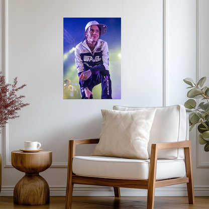 Central Cee On Stage White Jacket | Live Concert Poster | UK Rap Star Performance - Music Poster