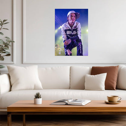 Central Cee On Stage White Jacket | Live Concert Poster | UK Rap Star Performance - Music Poster