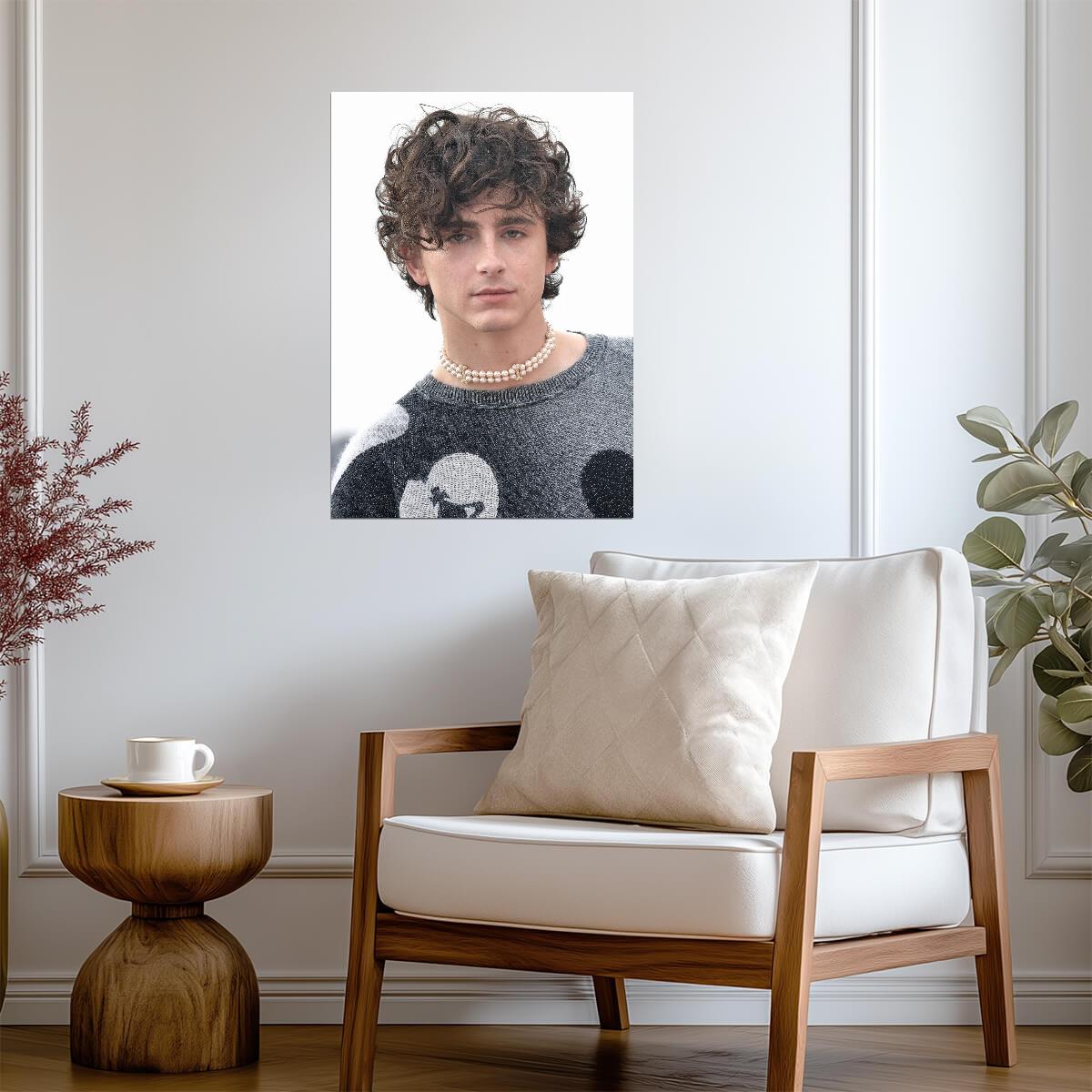 Timothee Chalamet Pearl Choker Portrait | Modern Actor Poster | Celebrity Fashion Art - Celebrities Poster