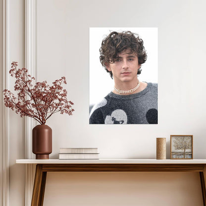 Timothee Chalamet Pearl Choker Portrait | Modern Actor Poster | Celebrity Fashion Art - Celebrities Poster