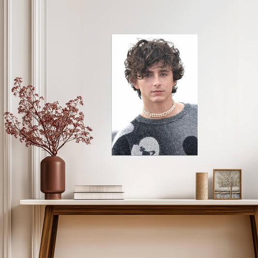 Timothee Chalamet Pearl Choker Portrait | Modern Actor Poster | Celebrity Fashion Art - Celebrities Poster