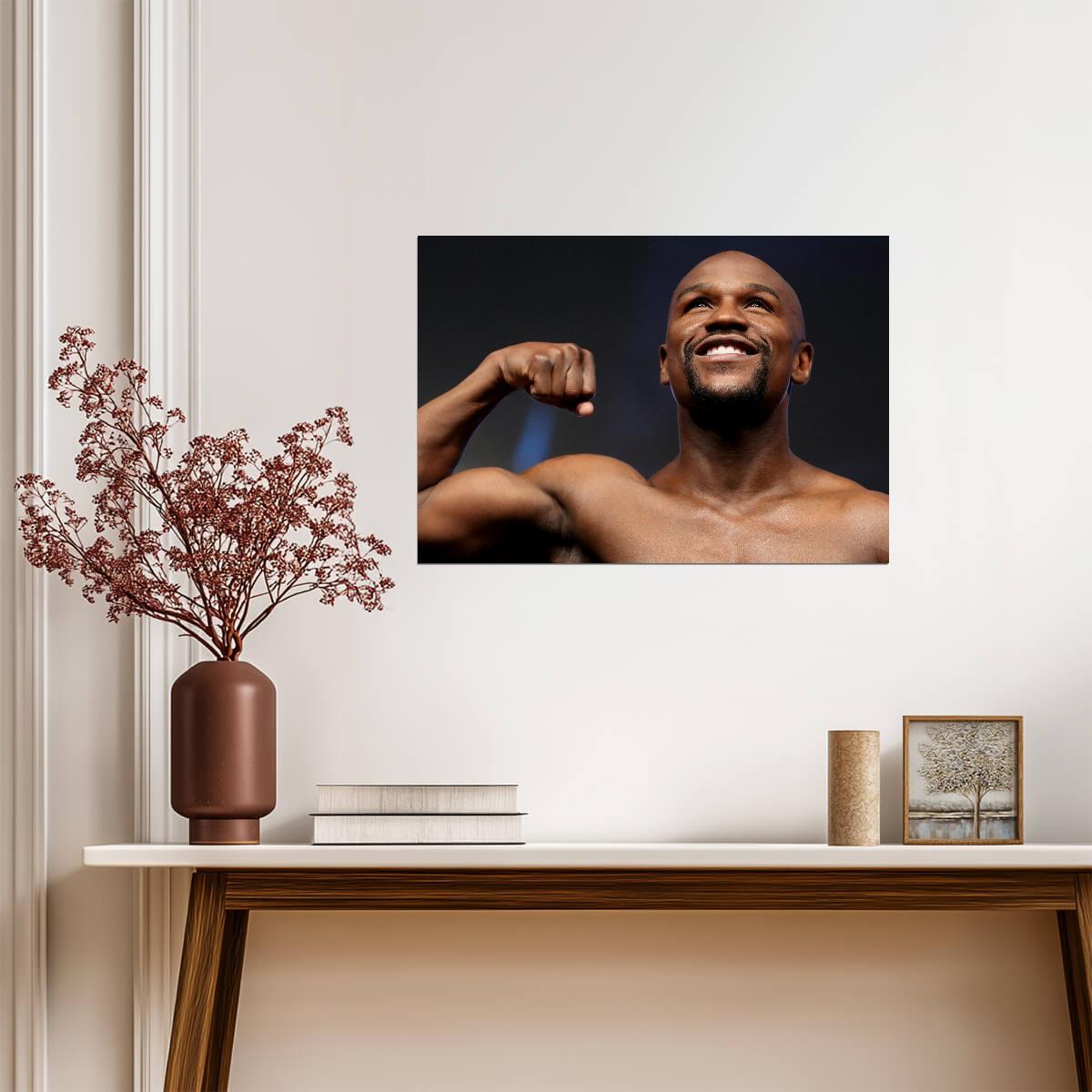 Floyd Mayweather Jr. Flexing Pose | Boxing Legend Poster | Motivational Sports Art - Sports Poster