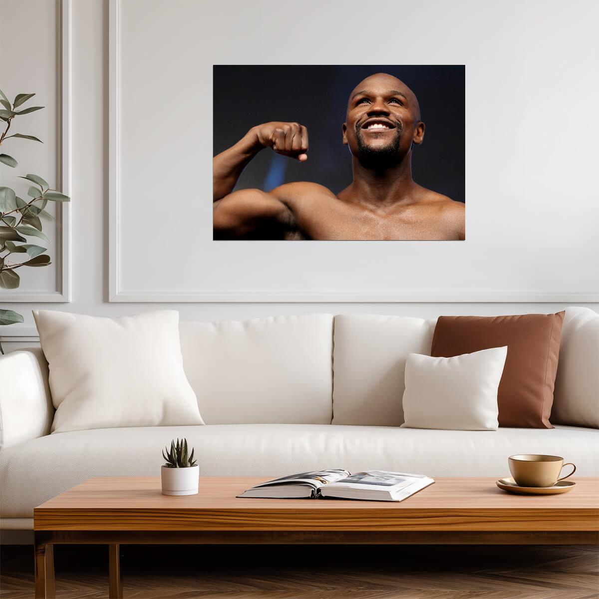 Floyd Mayweather Jr. Flexing Pose | Boxing Legend Poster | Motivational Sports Art - Sports Poster