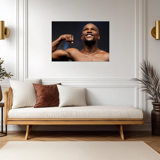 Floyd Mayweather Jr. Flexing Pose | Boxing Legend Poster | Motivational Sports Art - Sports Poster