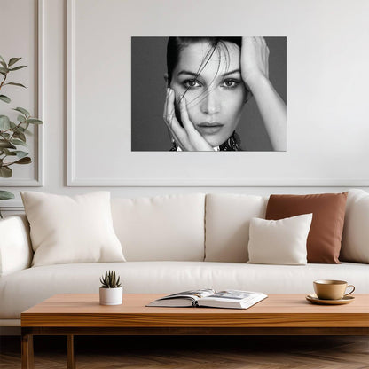 Bella Hadid Black and White Portrait | Fashion Photography Poster | Modern Supermodel Wall Art - Celebrities Poster