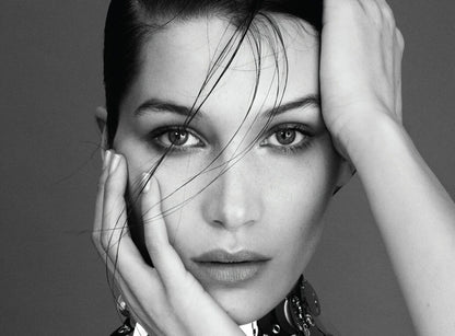 Bella Hadid Black and White Portrait | Fashion Photography Poster | Modern Supermodel Wall Art - Celebrities Poster