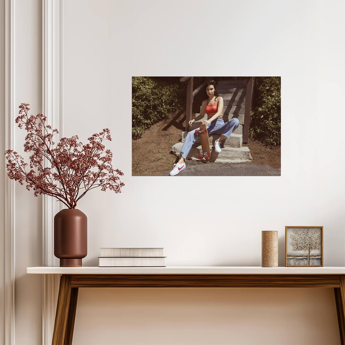 Bella Hadid Photoshoot | Vintage Style Fashion Poster | Retro Skater Wall Art - Celebrities Poster