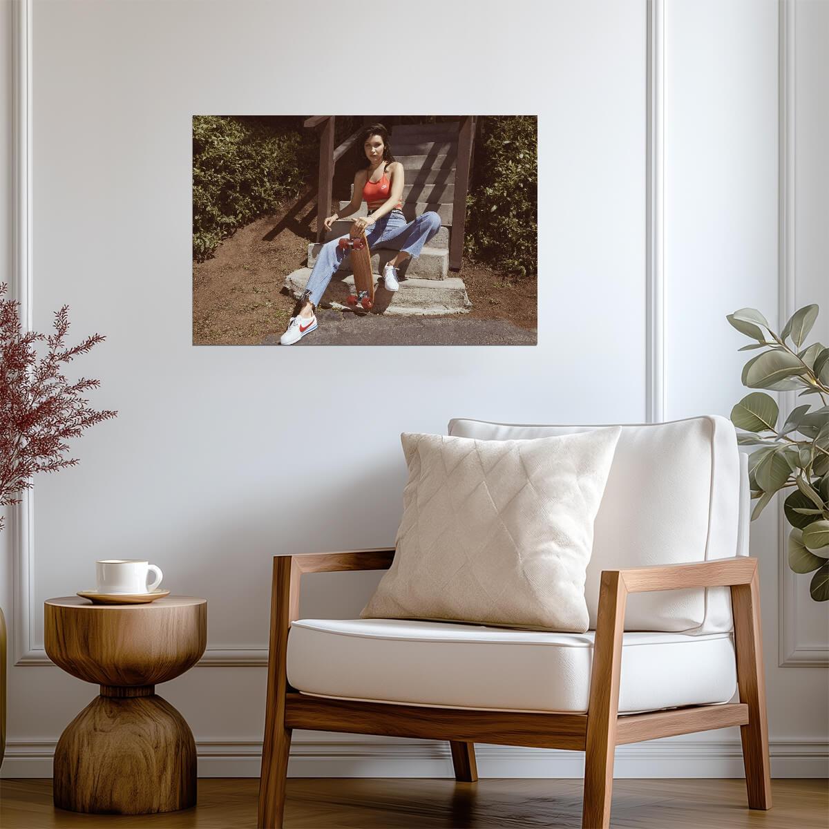 Bella Hadid Photoshoot | Vintage Style Fashion Poster | Retro Skater Wall Art - Celebrities Poster