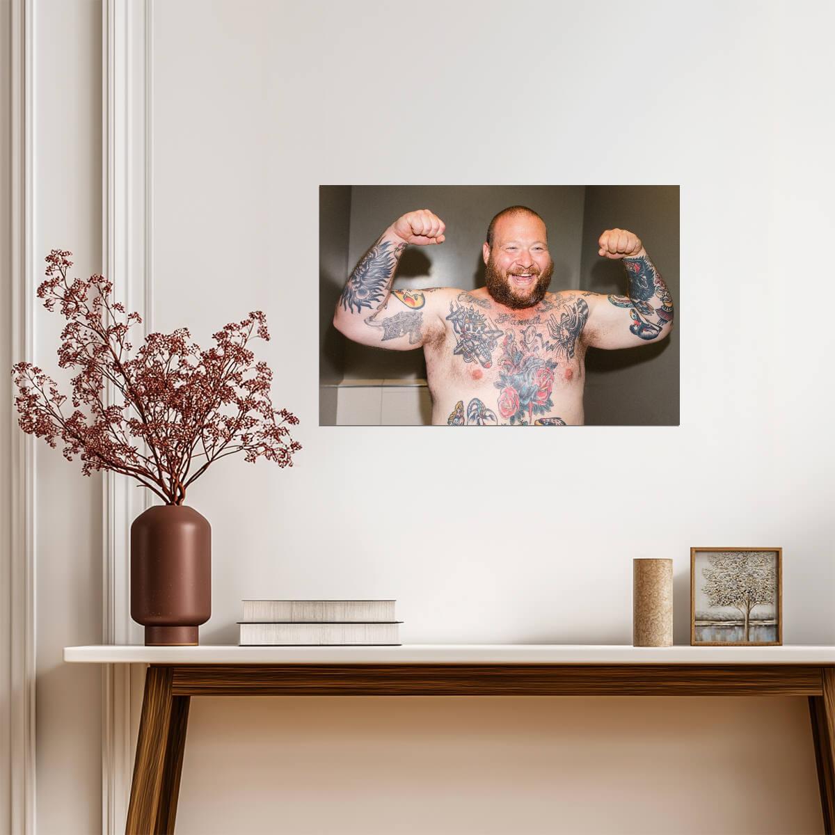 Action Bronson Tattoos | Music Poster | Flexing Rapper Print - Music Poster