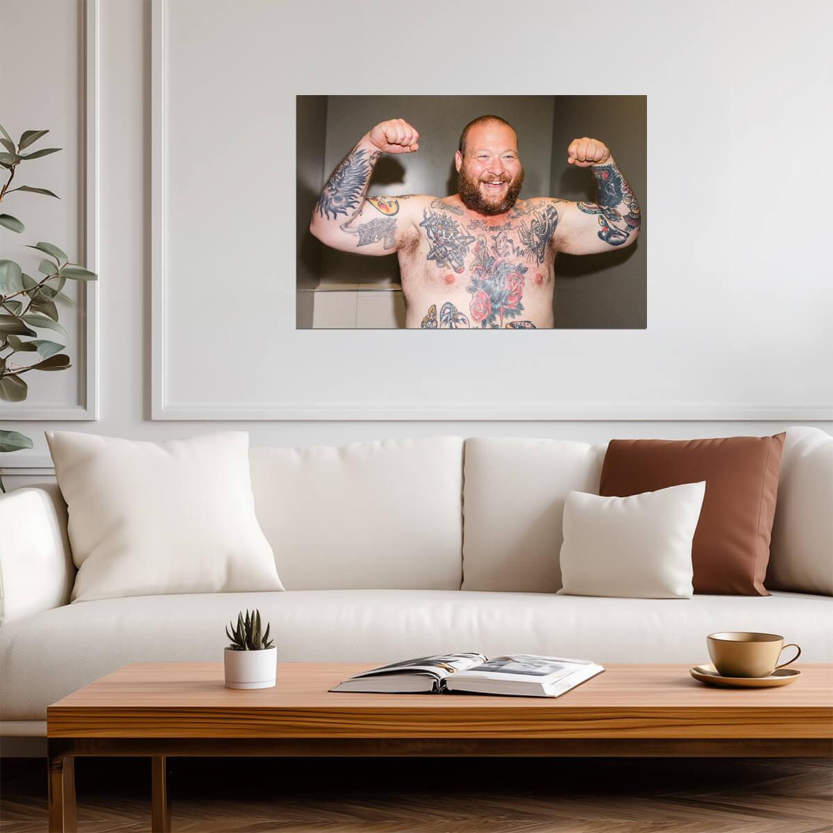 Action Bronson Tattoos | Music Poster | Flexing Rapper Print - Music Poster