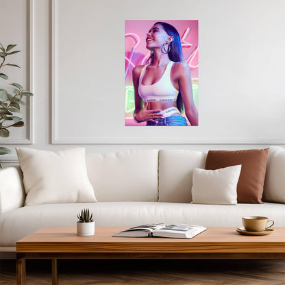 Madison Beer for Calvin Klein | Neon Light Photoshoot | Sexy Pop Star Poster - Music Poster