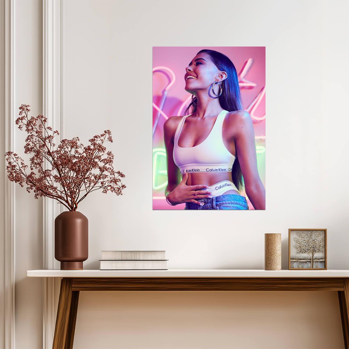 Madison Beer for Calvin Klein | Neon Light Photoshoot | Sexy Pop Star Poster - Music Poster
