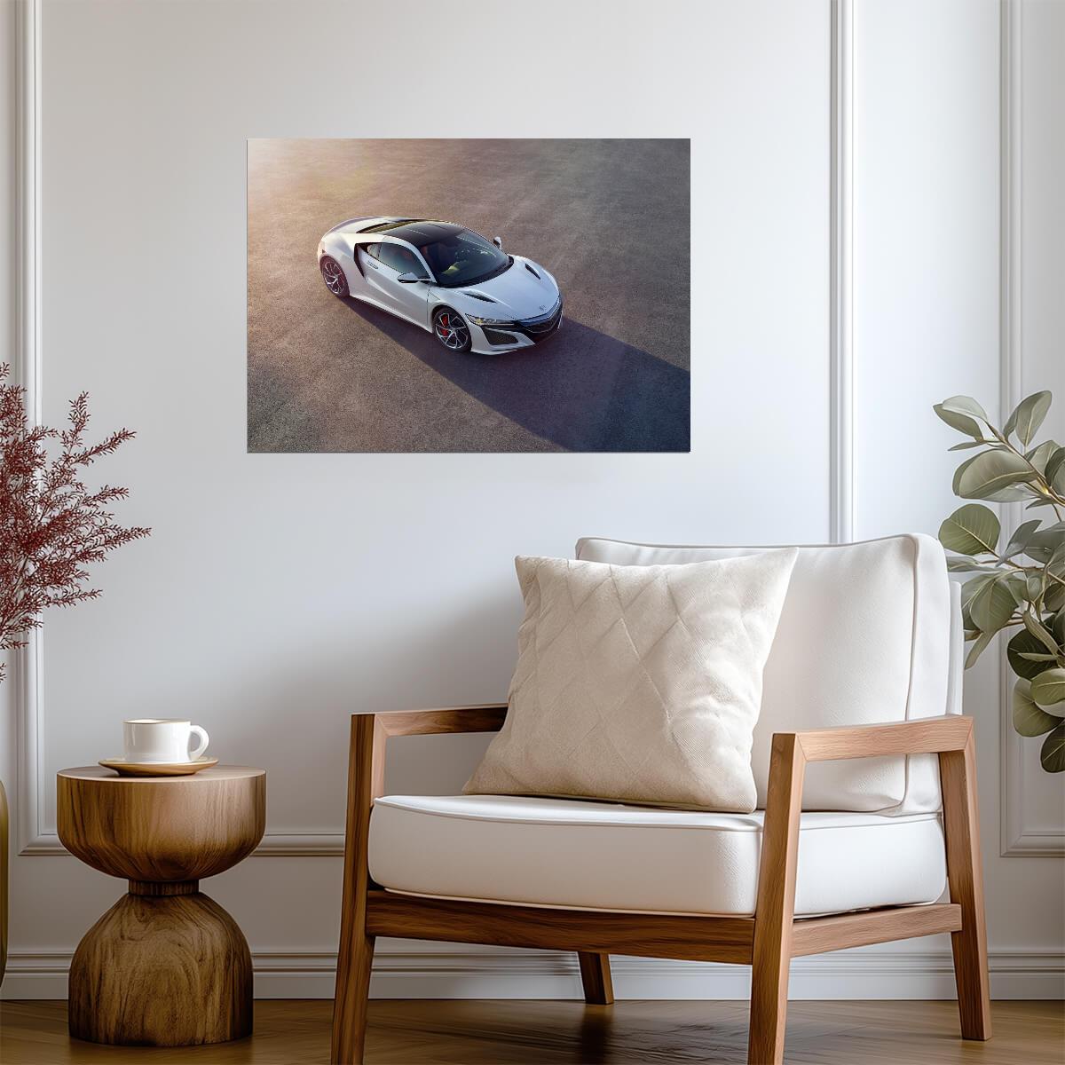 Honda NSX 2nd Gen (NC1) | White Hybrid Supercar Poster | Modern Japanese Sports Car Art - Cars Poster