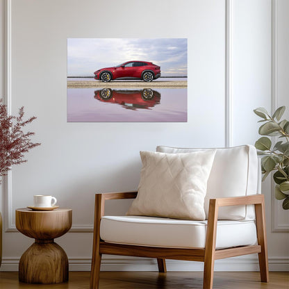 Ferrari Purosangue | Red Italian Super SUV Poster | Beach Reflection Photography - Cars Poster