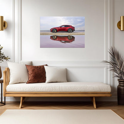Ferrari Purosangue | Red Italian Super SUV Poster | Beach Reflection Photography - Cars Poster