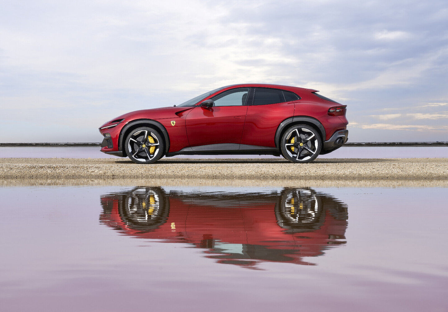 Ferrari Purosangue | Red Italian Super SUV Poster | Beach Reflection Photography - Cars Poster
