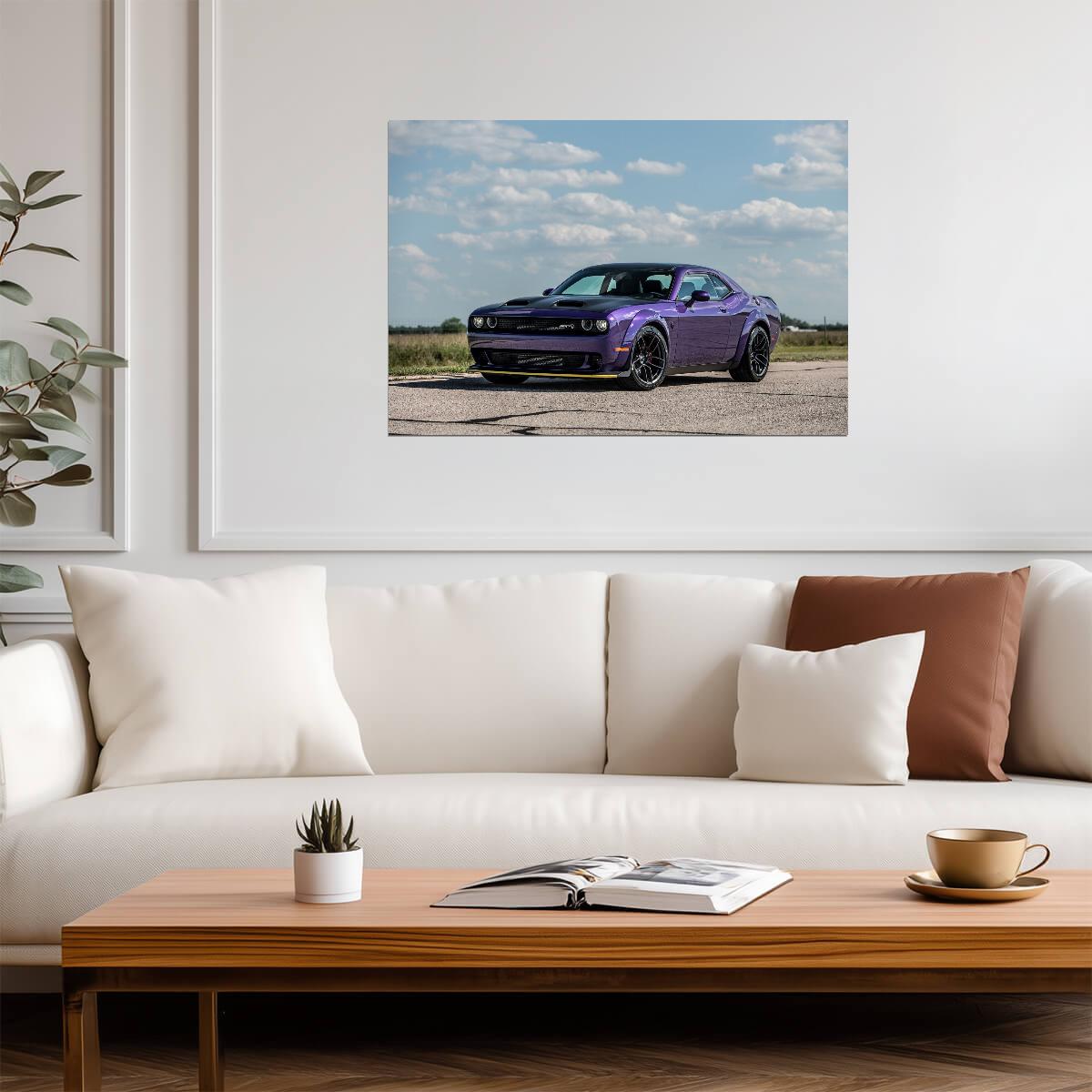 Hennessey Challenger SRT Hellcat Redeye | HPE1000 Tuner Car Poster | Plum Crazy Purple Mopar - Cars Poster