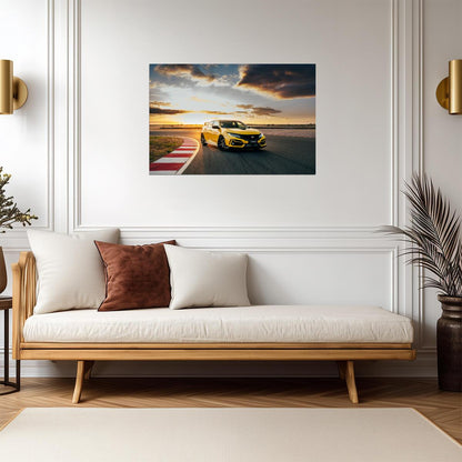 Honda Civic Type R Limited Edition (FK8) | Phoenix Yellow Hot Hatch Poster | JDM Track Car at Sunset - Cars Poster