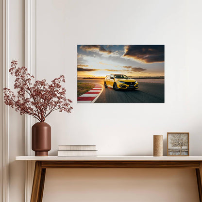 Honda Civic Type R Limited Edition (FK8) | Phoenix Yellow Hot Hatch Poster | JDM Track Car at Sunset - Cars Poster