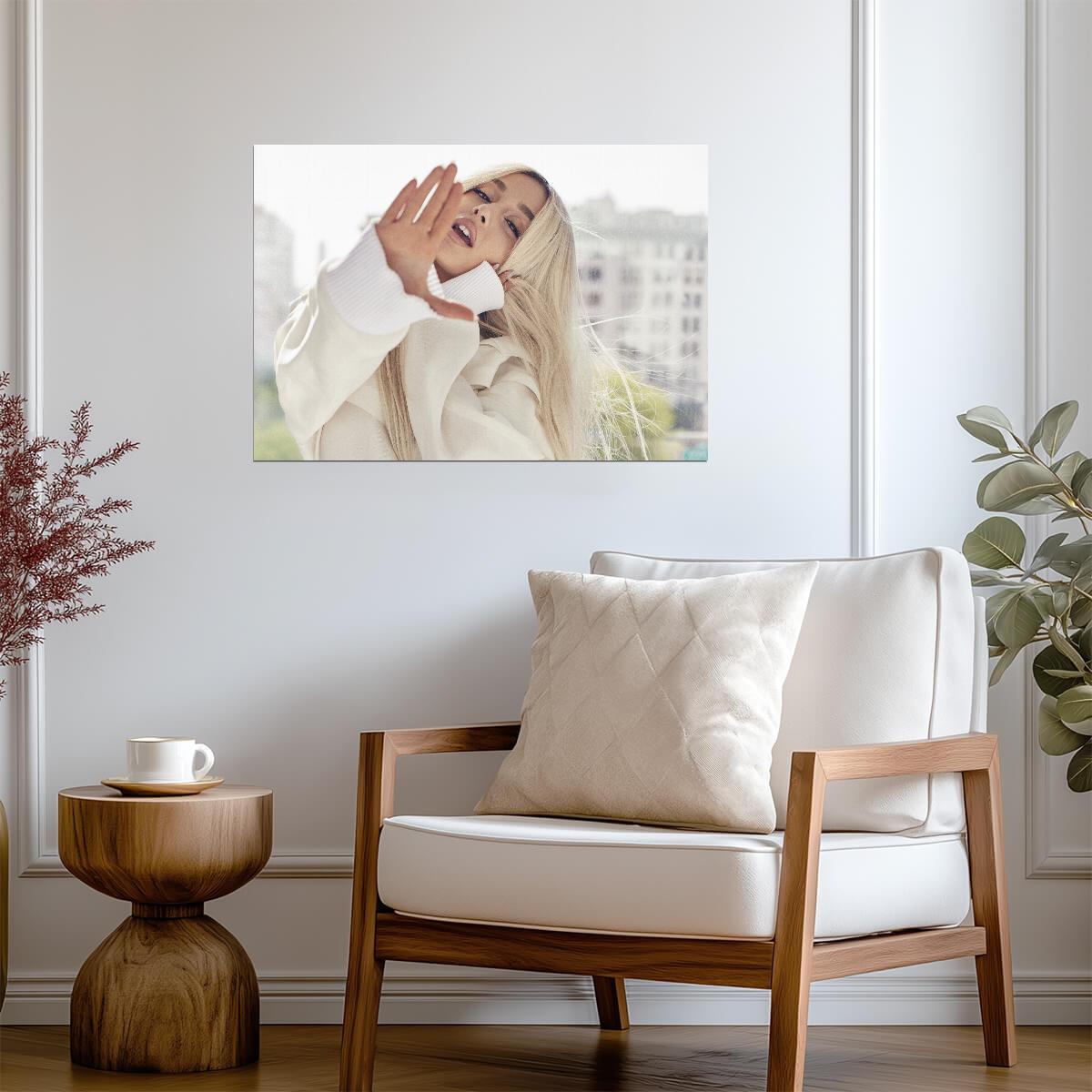 Ariana Grande Sweetener Era | White Coat Photoshoot Poster | Music Star Wall Art - Music Poster