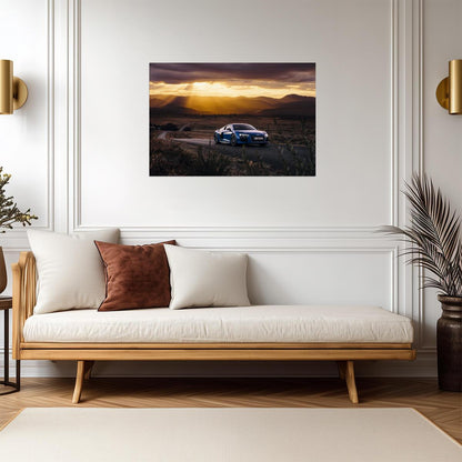 Audi R8 V10 Plus (Gen 2) | Blue German Supercar Poster | Sports Car on Country Road at Sunset - Cars Poster