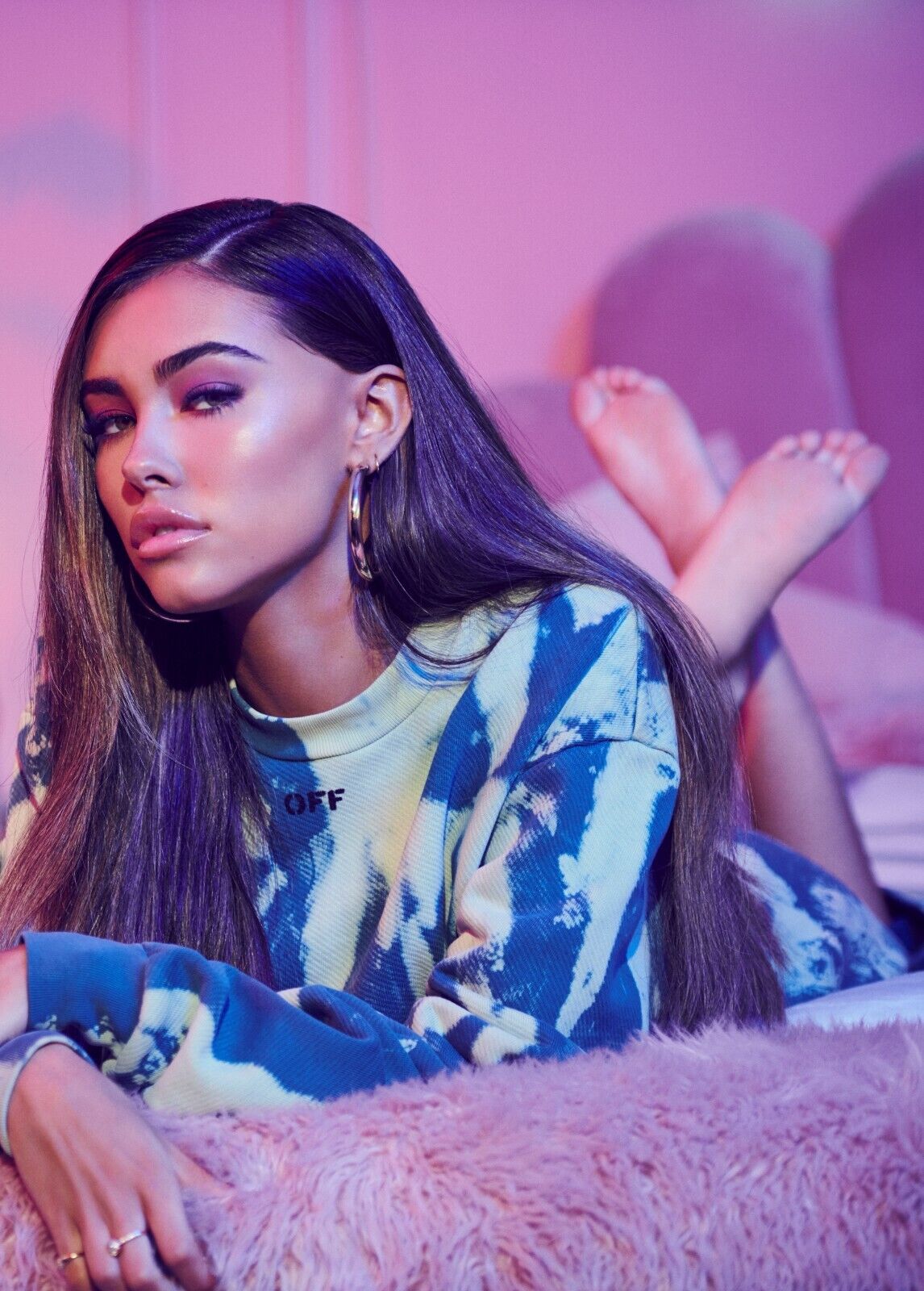 Madison Beer Pink Aesthetic Photoshoot | Modern Pop Star Poster | Relaxed Neon Wall Art - Music Poster