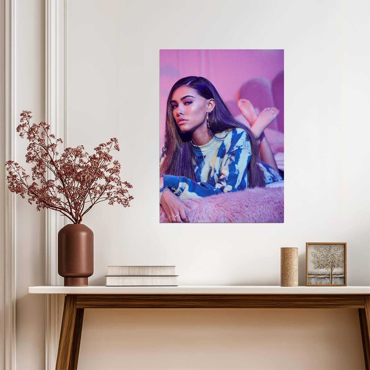 Madison Beer Pink Aesthetic Photoshoot | Modern Pop Star Poster | Relaxed Neon Wall Art - Music Poster