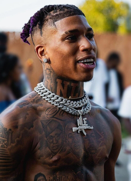 Nle Choppa Shirtless Tattoos | Outdoor Portrait Poster | Hip Hop Star Wall Art - Music Poster