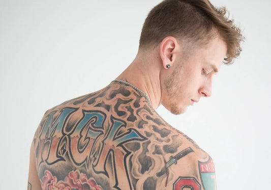 Machine Gun Kelly MGK Back Tattoo Art | Modern Music Poster | Minimalist Celebrity Photography - Music Poster