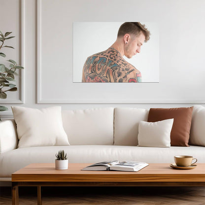 Machine Gun Kelly MGK Back Tattoo Art | Modern Music Poster | Minimalist Celebrity Photography - Music Poster