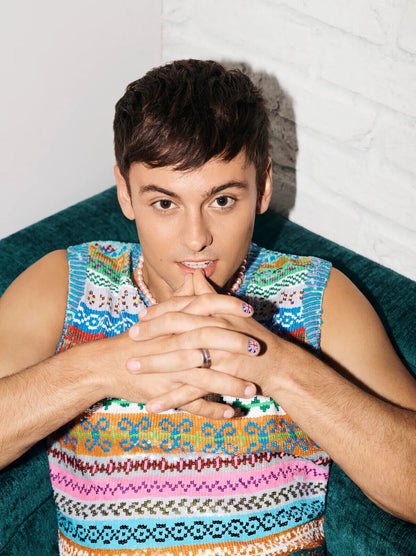 Tom Daley Colorful Knit Sweater | Celebrity Portrait Poster | British Diver Art - Sports Poster