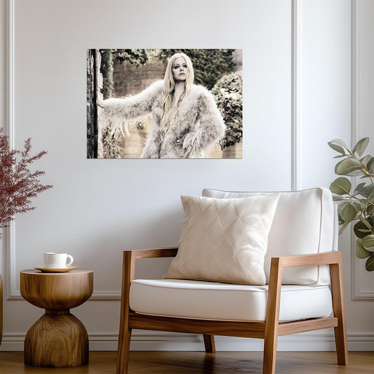 Avril Lavigne Feather Coat Photoshoot | Pop Punk Music Poster | Rock Star Wall Art - Music Poster