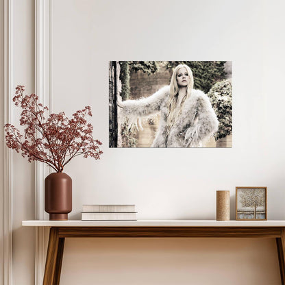 Avril Lavigne Feather Coat Photoshoot | Pop Punk Music Poster | Rock Star Wall Art - Music Poster