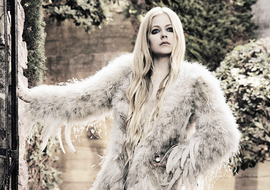 Avril Lavigne Feather Coat Photoshoot | Pop Punk Music Poster | Rock Star Wall Art - Music Poster