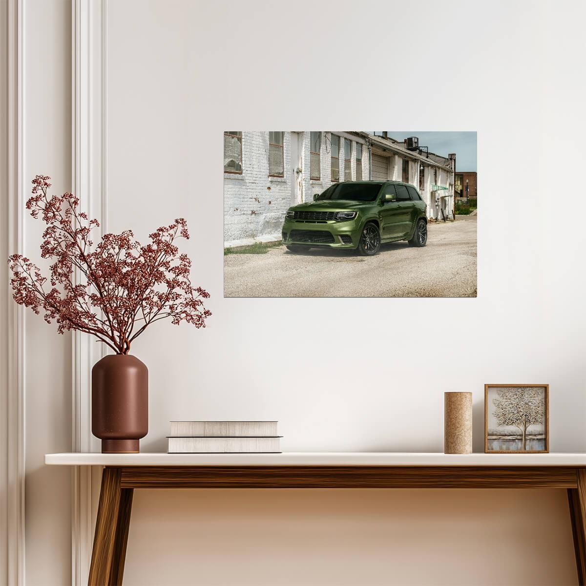 Jeep Grand Cherokee Trackhawk | Green Supercharged SUV Poster | American Muscle SUV Wall Art - Cars Poster