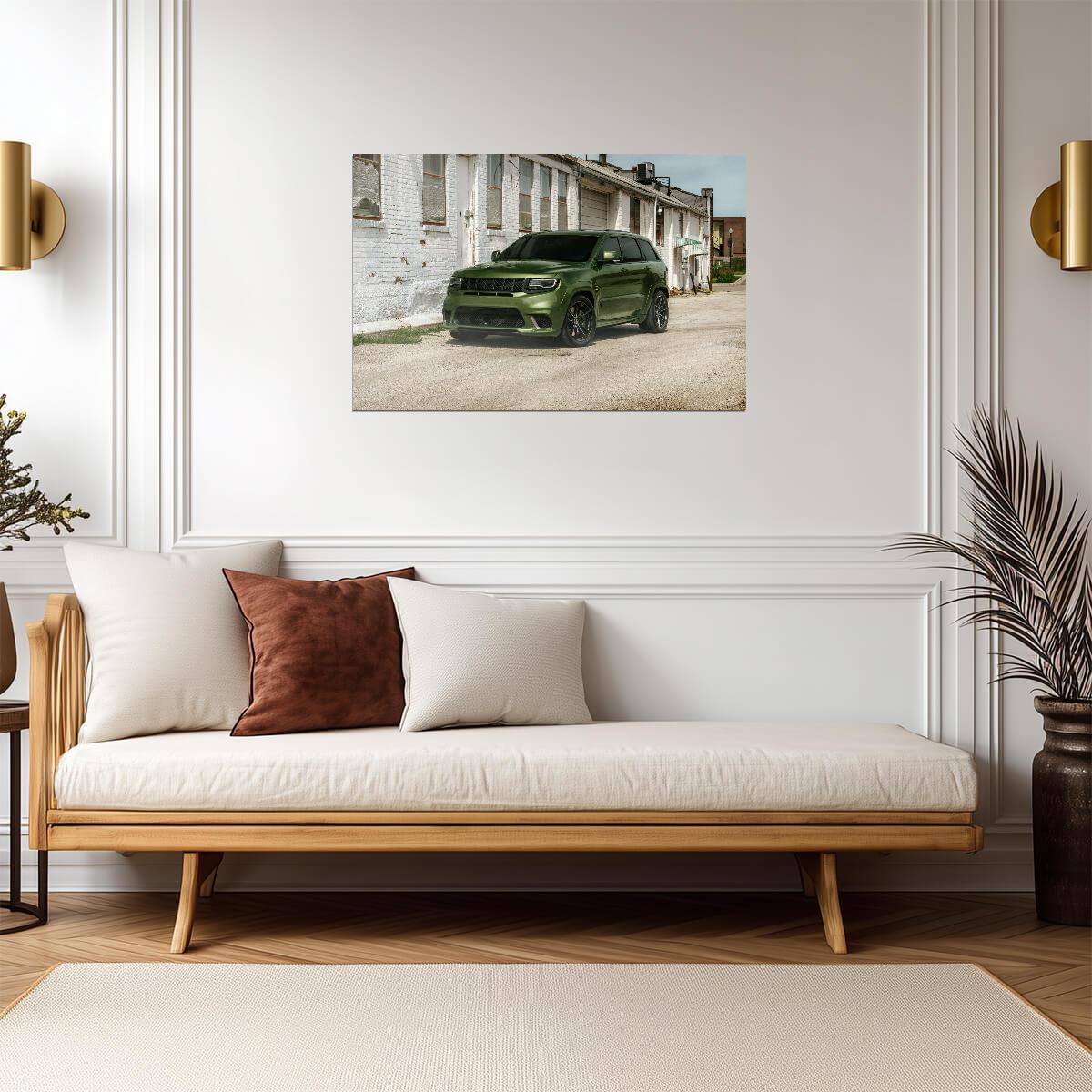 Jeep Grand Cherokee Trackhawk | Green Supercharged SUV Poster | American Muscle SUV Wall Art - Cars Poster
