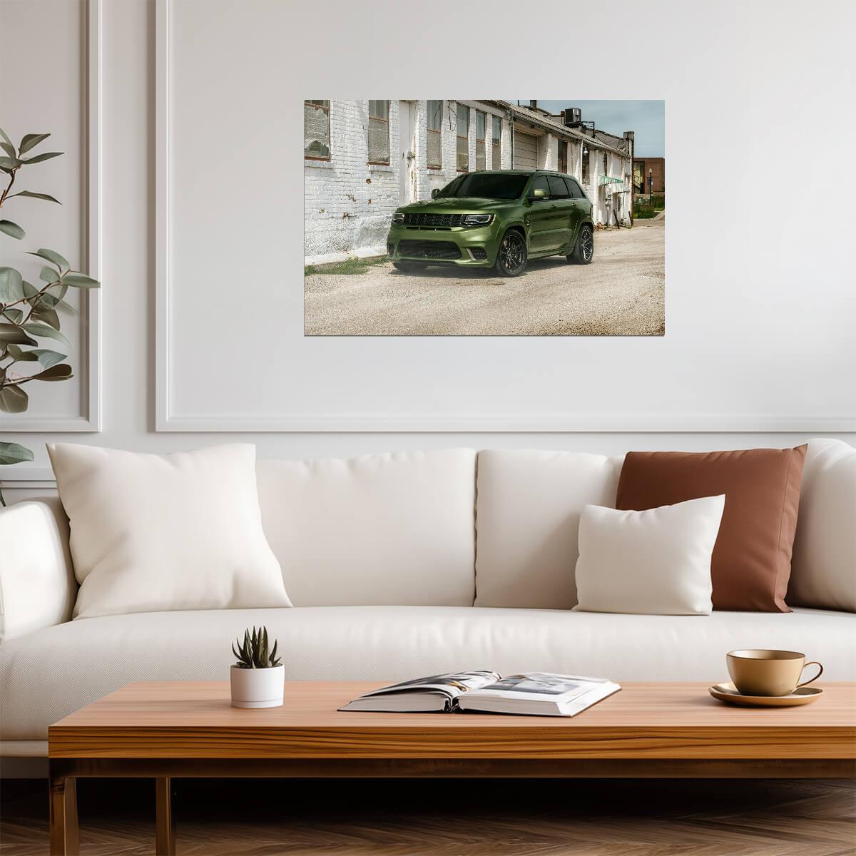 Jeep Grand Cherokee Trackhawk | Green Supercharged SUV Poster | American Muscle SUV Wall Art - Cars Poster