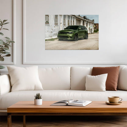 Jeep Grand Cherokee Trackhawk | Green Supercharged SUV Poster | American Muscle SUV Wall Art - Cars Poster