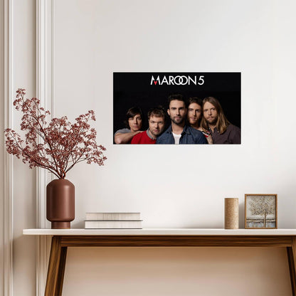 Maroon 5 Band Portrait with Logo | Pop Rock Music Poster | Modern Group Wall Art - Music Poster