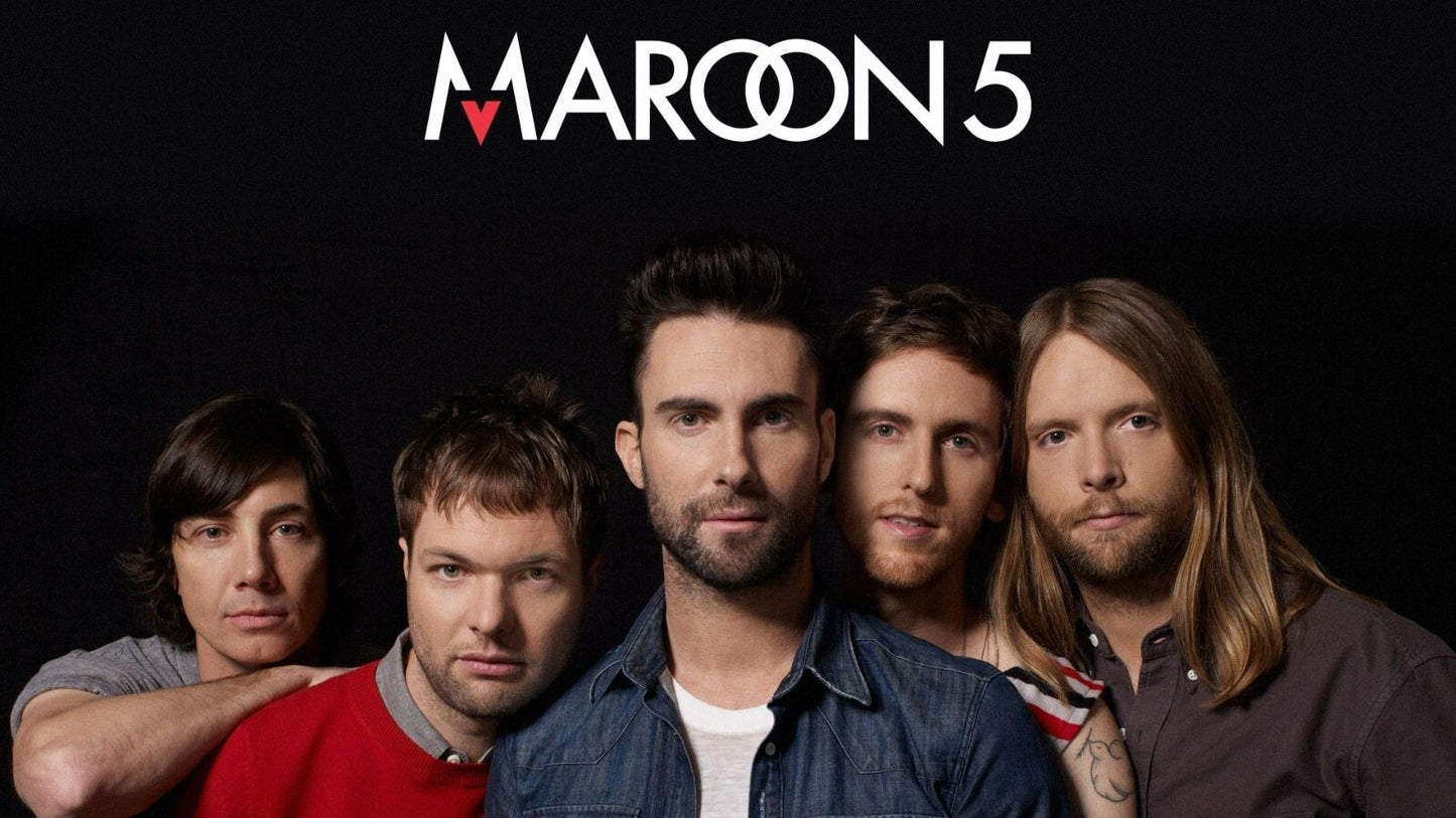 Maroon 5 Band Portrait with Logo | Pop Rock Music Poster | Modern Group Wall Art - Music Poster