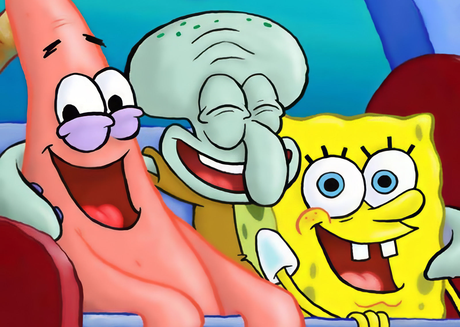 Spongebob Squarepants Patrick & Squidward Laughing | Classic Cartoon Poster | Funny Meme Wall Art - Movies & TV Poster