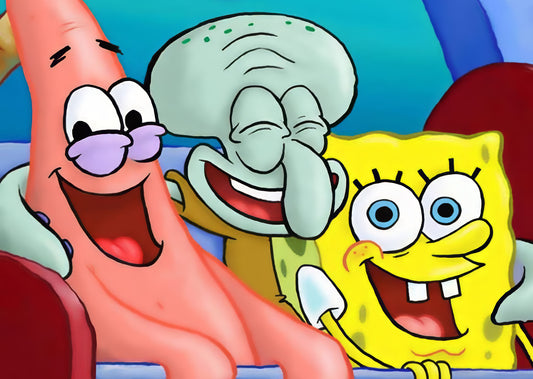 Spongebob Squarepants Patrick & Squidward Laughing | Classic Cartoon Poster | Funny Meme Wall Art - Movies & TV Poster