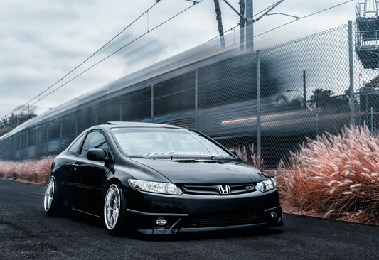 Honda Civic Si Coupe 8th Gen | Custom Tuner Car Poster | Black Stanced JDM Art - Cars Poster