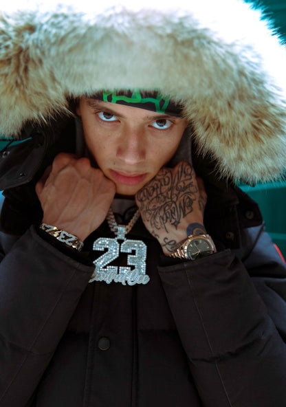 Central Cee in Fur Hood Jacket | Close Up Portrait Poster | UK Rap Star 23 Chain - Music Poster