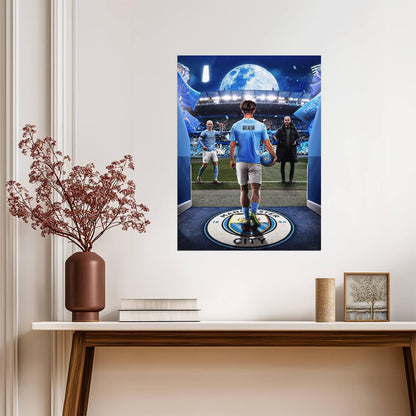 Jack Grealish Manchester City | Blue Moon Soccer Poster | Etihad Stadium Wall Art - Sports Poster