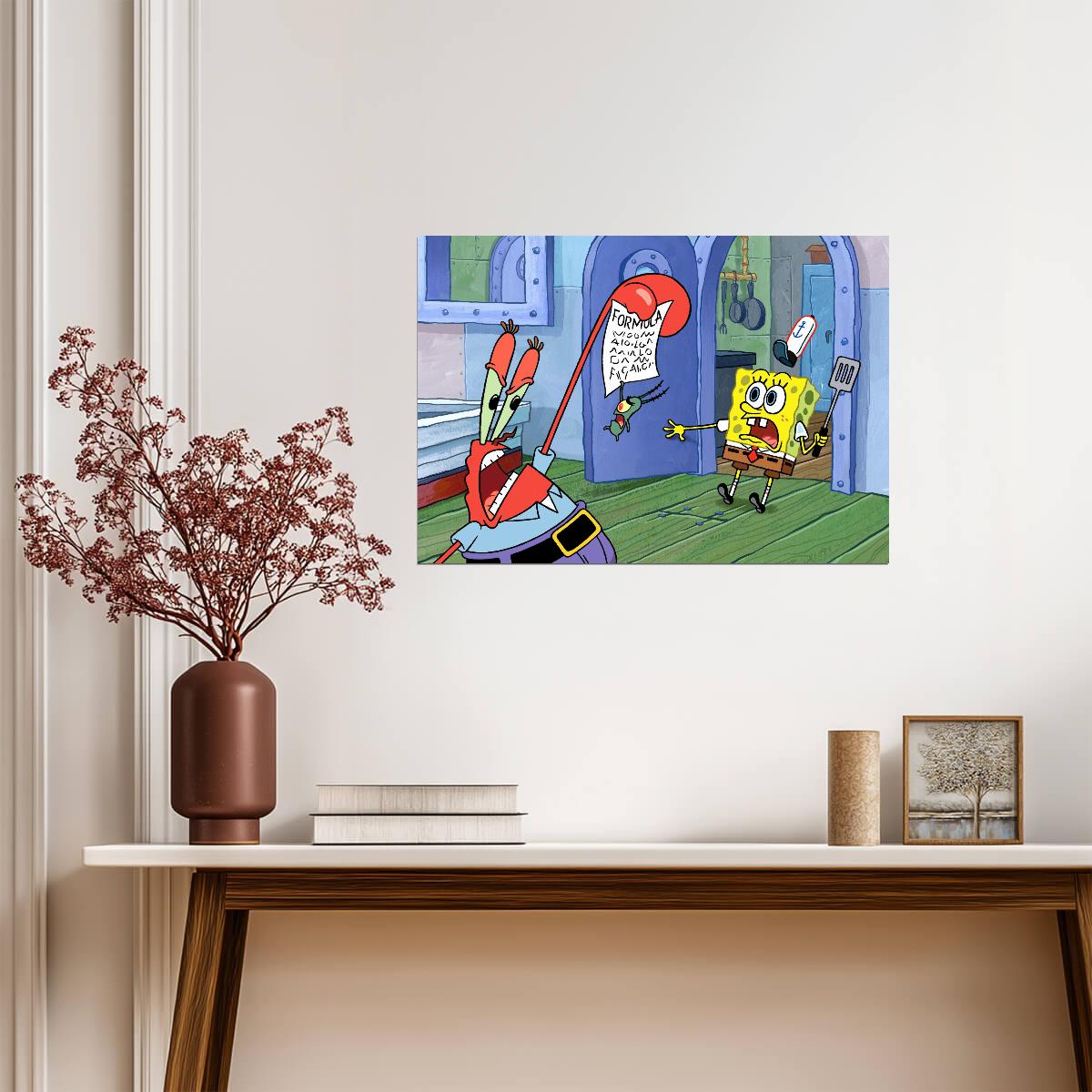 Spongebob Squarepants Plankton Steals the Krabby Patty Formula | Classic Cartoon Poster | Funny TV Show Art - Movies & TV Poster
