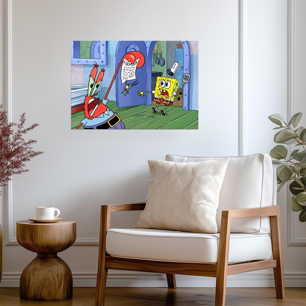Spongebob Squarepants Plankton Steals the Krabby Patty Formula | Classic Cartoon Poster | Funny TV Show Art - Movies & TV Poster