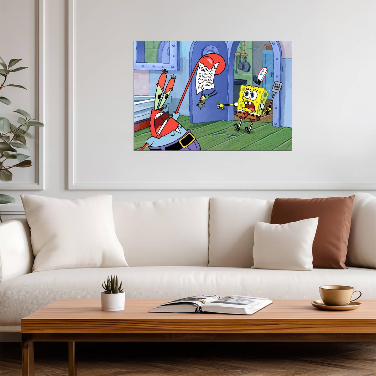 Spongebob Squarepants Plankton Steals the Krabby Patty Formula | Classic Cartoon Poster | Funny TV Show Art - Movies & TV Poster
