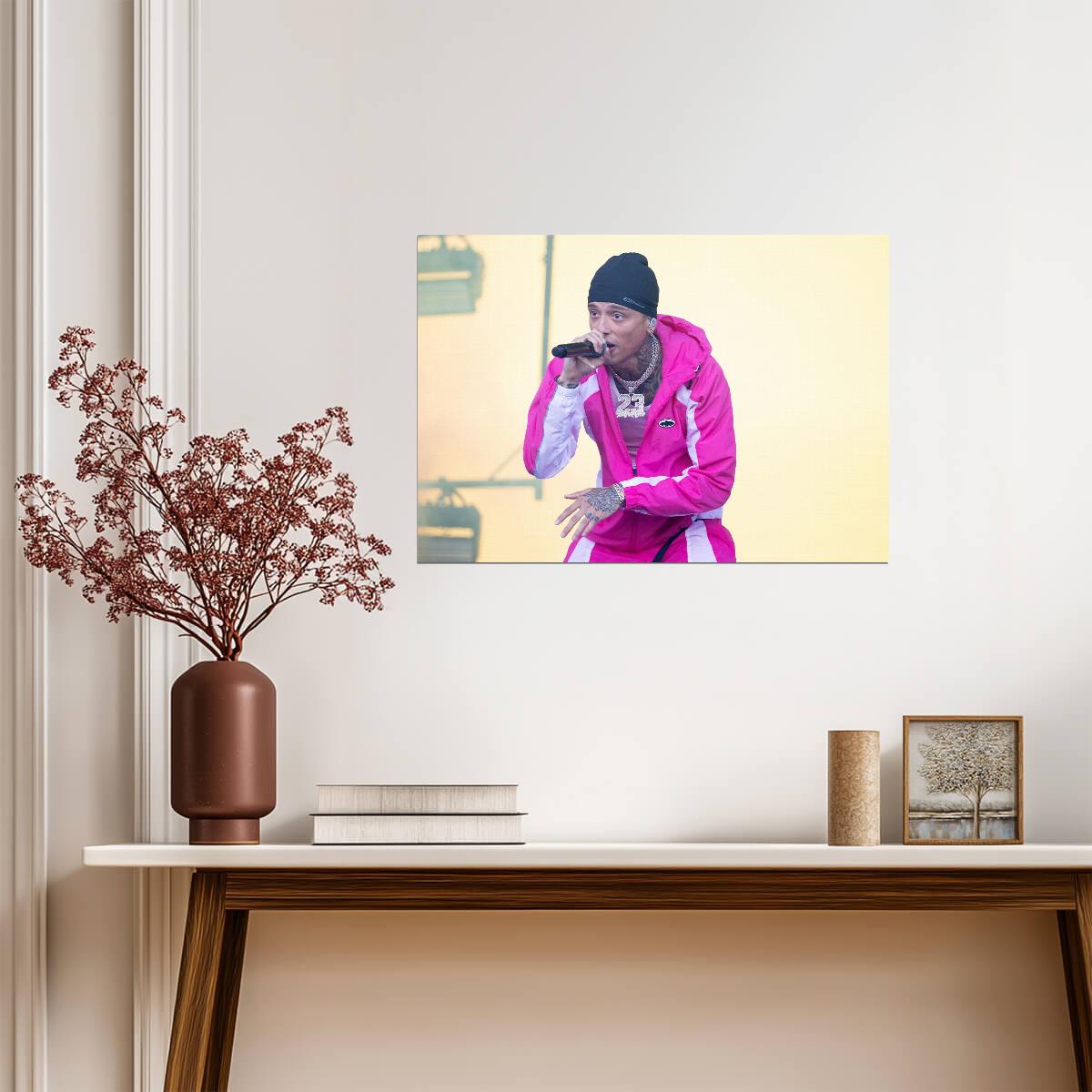 Central Cee Live in Pink Jacket | Concert Poster | UK Rap Star On Stage - Music Poster